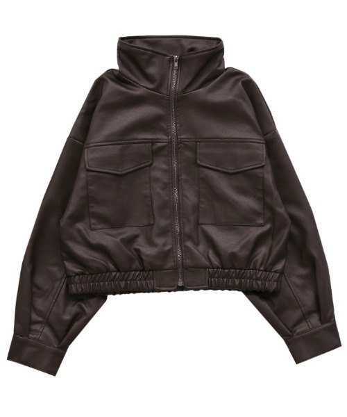 セール】フェイクレザーショートブルゾン（ブルゾン）｜select MOCA