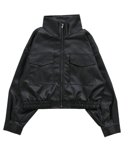 セール】フェイクレザーショートブルゾン（ブルゾン）｜select MOCA