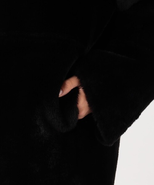 フェイクムートン リバーシブルショートコート（ノーカラー