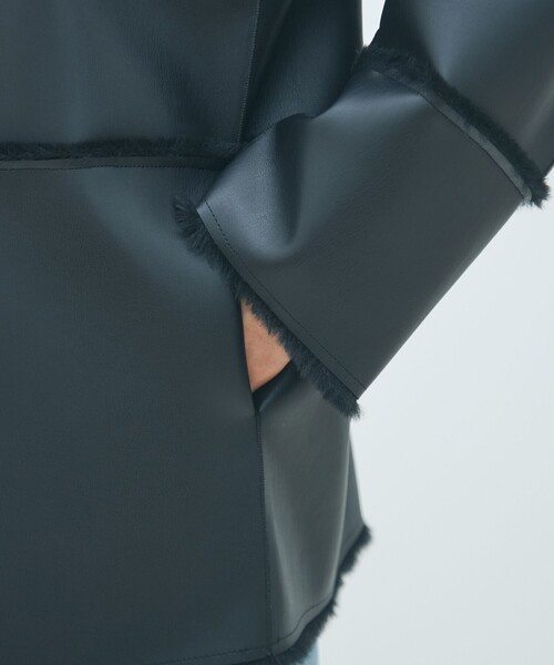 MACPHEEフェイクムートン リバーシブルショートコート MACPHEE ノーカラーコート コート フェイクムートン