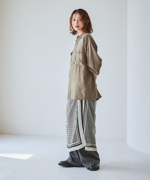 studio CLIP（スタディオクリップ）の「大判シフォンスカーフ（ストール/ショール・レディース・オレンジ/ブラック・FREE）」の5枚目の写真