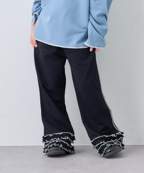 CIAOPANIC TYPY（チャオパニックティピー）の「【WEB限定】KIDS《ジュニアサイズあり》裾フリル配色ステッチスウェットパンツ（スウェットパンツ・キッズ・グレー/ブルー/ブラック・150/130/110）」の7枚目の写真