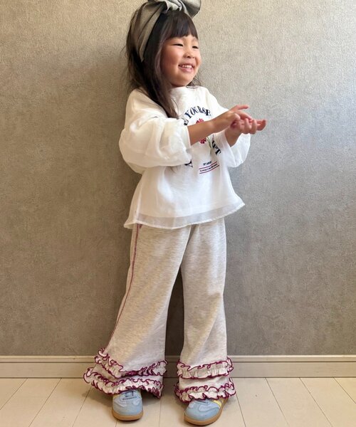 CIAOPANIC TYPY（チャオパニックティピー）の「【WEB限定】KIDS《ジュニアサイズあり》裾フリル配色ステッチスウェットパンツ（スウェットパンツ・キッズ・グレー/ブルー/ブラック・150/130/110）」の15枚目の写真