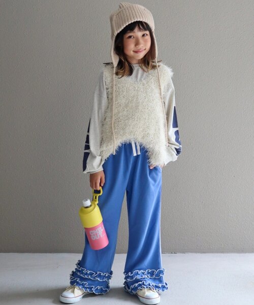 CIAOPANIC TYPY（チャオパニックティピー）の「【WEB限定】KIDS《ジュニアサイズあり》裾フリル配色ステッチスウェットパンツ（スウェットパンツ・キッズ・グレー/ブルー/ブラック・150/130/110）」の16枚目の写真