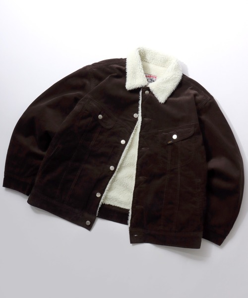 Lee（リー）の「Lee/リー DENIM  CORDUROY BOA STORM RIDER JACKET/オーバーサイズ 裏ボア デニム コーデュロイ ストームライダージャケット/レディース メンズ（デニムジャケット・メンズ・ブラック系その他/ブラウン系その他/インディゴブルー/ワンウォッシュ・M/XL/L）」の10枚目の写真