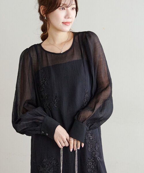 オケージョン】シアーレース使いセットワンピース（ドレス