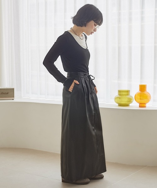 LAULEN(ローレン)の「wool blend layered tops /ウールブレンドレイヤードトップス(Tシャツ/カットソー・レディース・グレー/ブラック・FREE)」の10枚目の写真