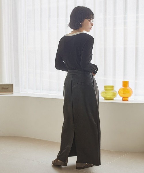 LAULEN(ローレン)の「wool blend layered tops /ウールブレンドレイヤードトップス(Tシャツ/カットソー・レディース・グレー/ブラック・FREE)」の11枚目の写真