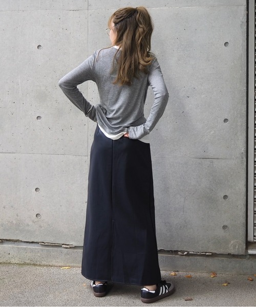 LAULEN(ローレン)の「wool blend layered tops /ウールブレンドレイヤードトップス(Tシャツ/カットソー・レディース・グレー/ブラック・FREE)」の14枚目の写真