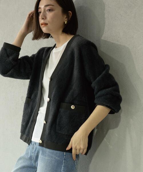 フェザーヤーンカーディガン【洗濯機OK/抗ピル】（カーディガン/ボレロ