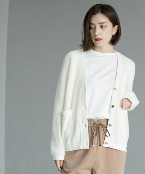 フェザーヤーンカーディガン【洗濯機OK/抗ピル】（カーディガン/ボレロ