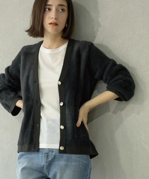 OPAQUE.CLIP（オペークドットクリップ）の「フェザーヤーンカーディガン【洗濯機OK/抗ピル】（カーディガン/ボレロ・レディース・ナチュラル/オフホワイト/チャコールグレー・42/40/38/36）」の6枚目の写真