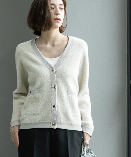 OPAQUE.CLIP（オペークドットクリップ）の「フェザーヤーンカーディガン【洗濯機OK/抗ピル】（カーディガン/ボレロ・レディース・ナチュラル/オフホワイト/チャコールグレー・42/40/38/36）」の10枚目の写真