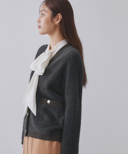 フェザーヤーンカーディガン【洗濯機OK/抗ピル】（カーディガン/ボレロ