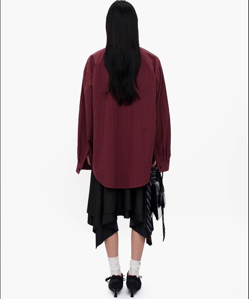 MASONPRINCE（メイソンプリンス）の「オーバーサイズ フェイクタイ チェック柄シャツ CS2181【MASONPRINCE】【2025AW】（シャツ/ブラウス・メンズ・レッド系その他/グリーン系その他・L/M/S）」の8枚目の写真