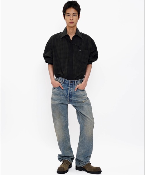 MASONPRINCE（メイソンプリンス）の「オーバーサイズ フェイクタイ チェック柄シャツ CS2181【MASONPRINCE】【2025AW】（シャツ/ブラウス・メンズ・レッド系その他/グリーン系その他・L/M/S）」の9枚目の写真