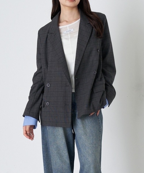 RAY CASSIN（レイカズン）の「カフス取り外しテーラードジャケット（テーラードジャケット・レディース・ブラック系その他2/ブラック/ブラウン系その他2/グレー・FREE）」の3枚目の写真