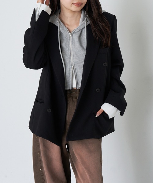 RAY CASSIN（レイカズン）の「カフス取り外しテーラードジャケット（テーラードジャケット・レディース・ブラック系その他2/ブラック/ブラウン系その他2/グレー・FREE）」の21枚目の写真