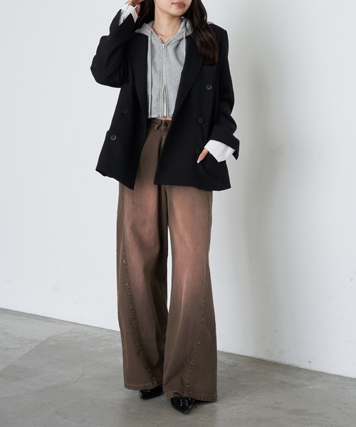 RAY CASSIN（レイカズン）の「カフス取り外しテーラードジャケット（テーラードジャケット・レディース・ブラック系その他2/ブラック/ブラウン系その他2/グレー・FREE）」の20枚目の写真