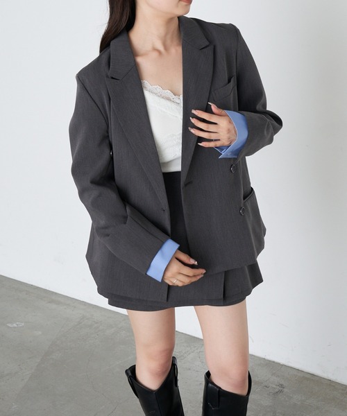 RAY CASSIN（レイカズン）の「カフス取り外しテーラードジャケット（テーラードジャケット・レディース・ブラック系その他2/ブラック/ブラウン系その他2/グレー・FREE）」の22枚目の写真