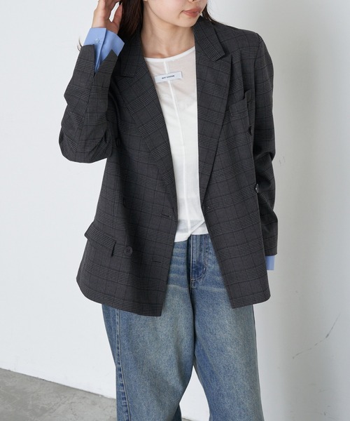 RAY CASSIN（レイカズン）の「カフス取り外しテーラードジャケット（テーラードジャケット・レディース・ブラック系その他2/ブラック/ブラウン系その他2/グレー・FREE）」の5枚目の写真