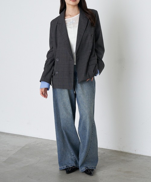 RAY CASSIN（レイカズン）の「カフス取り外しテーラードジャケット（テーラードジャケット・レディース・ブラック系その他2/ブラック/ブラウン系その他2/グレー・FREE）」の10枚目の写真