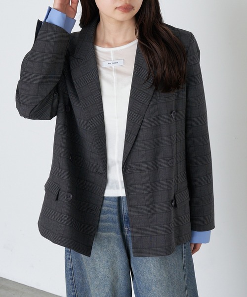 RAY CASSIN（レイカズン）の「カフス取り外しテーラードジャケット（テーラードジャケット・レディース・ブラック系その他2/ブラック/ブラウン系その他2/グレー・FREE）」の9枚目の写真