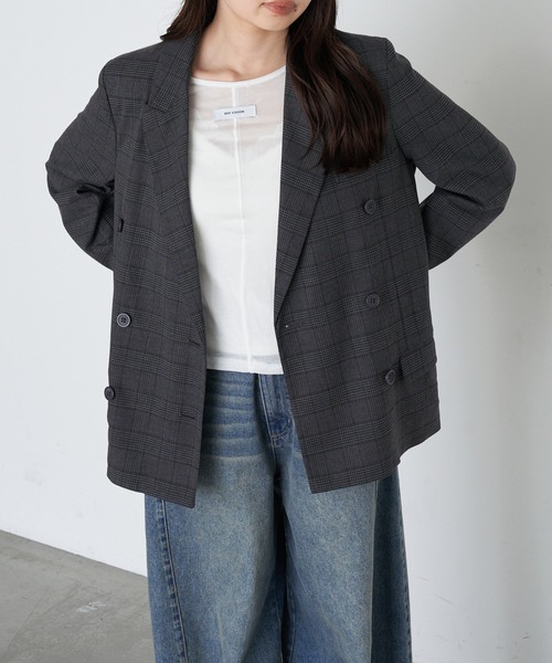 RAY CASSIN（レイカズン）の「カフス取り外しテーラードジャケット（テーラードジャケット・レディース・ブラック系その他2/ブラック/ブラウン系その他2/グレー・FREE）」の11枚目の写真