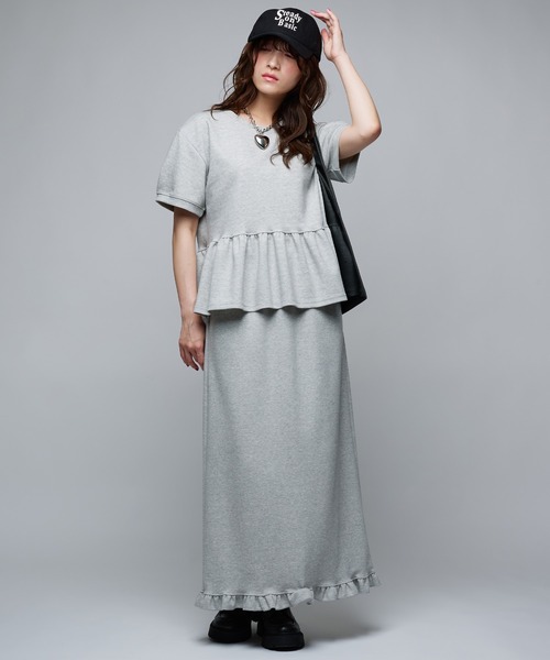 Narcissus（ナルシス）の「スウェットフリルロングスカート（スカート・レディース・ブラック/グレー・FREE）」の7枚目の写真