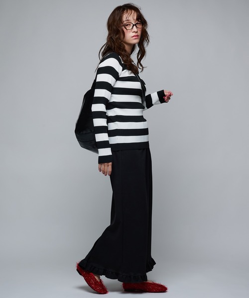 Narcissus（ナルシス）の「スウェットフリルロングスカート（スカート・レディース・ブラック/グレー・FREE）」の9枚目の写真