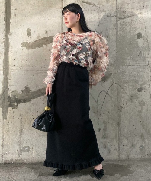 Narcissus（ナルシス）の「スウェットフリルロングスカート（スカート・レディース・ブラック/グレー・FREE）」の19枚目の写真