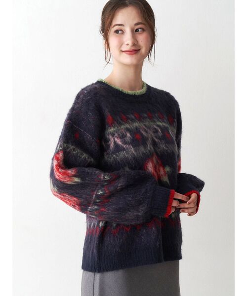 ローズ＆リボンジャガードニット（ニット/セーター）｜CALNAMUR