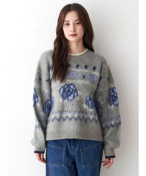 ローズ＆リボンジャガードニット（ニット/セーター）｜CALNAMUR