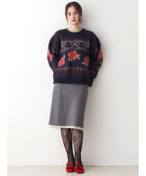 ローズ＆リボンジャガードニット（ニット/セーター）｜CALNAMUR