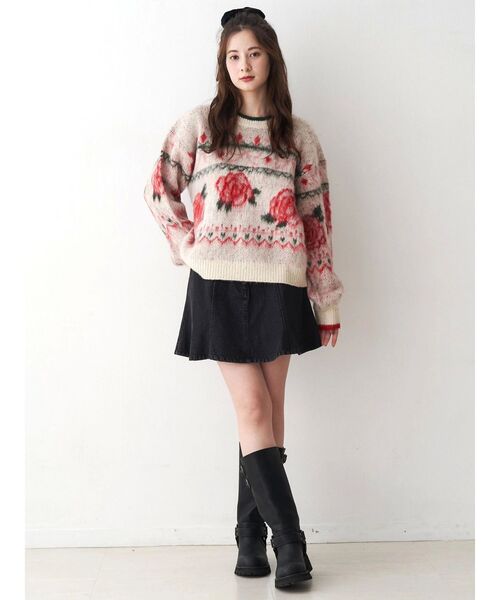 CALNAMUR ローズ&リボンジャガードニット ローズ＆リボンジャガードニット（ニット/セーター）｜CALNAMUR