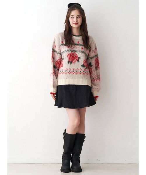 ローズ＆リボンジャガードニット（ニット/セーター）｜CALNAMUR