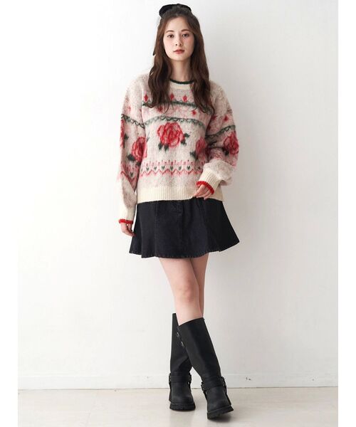 セール】ローズ＆リボンジャガードニット（ニット/セーター