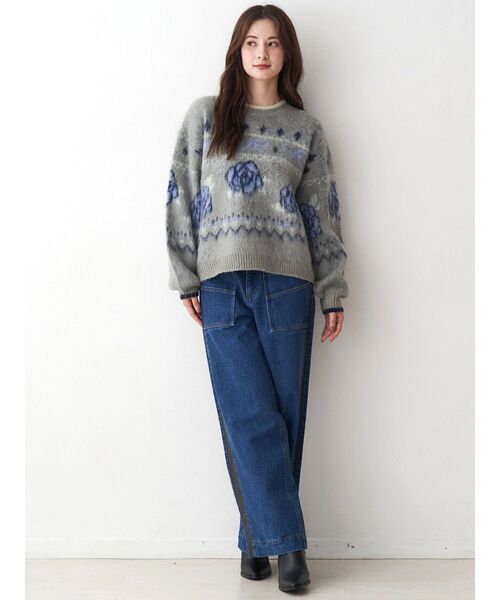 セール】ローズ＆リボンジャガードニット（ニット/セーター