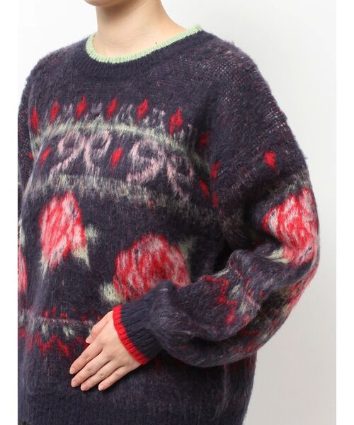 セール】ローズ＆リボンジャガードニット（ニット/セーター