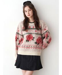 CALNAMUR | ローズ＆リボンジャガードニット(ニット/セーター)