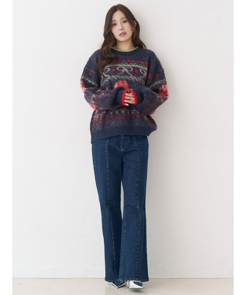 セール】ローズ＆リボンジャガードニット（ニット/セーター