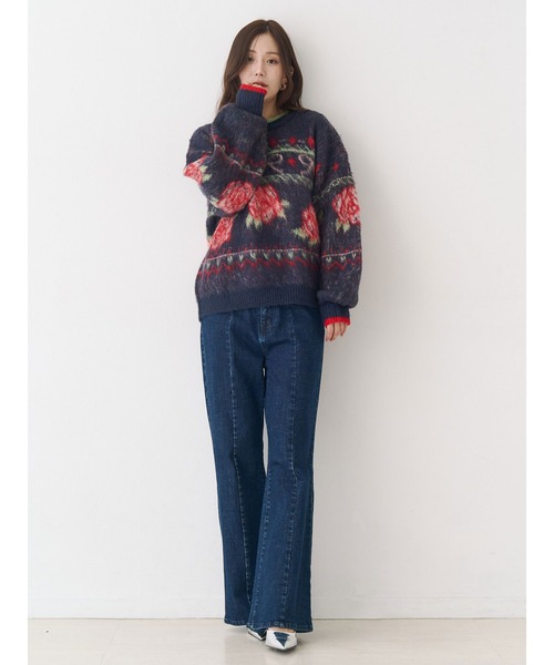 セール】ローズ＆リボンジャガードニット（ニット/セーター