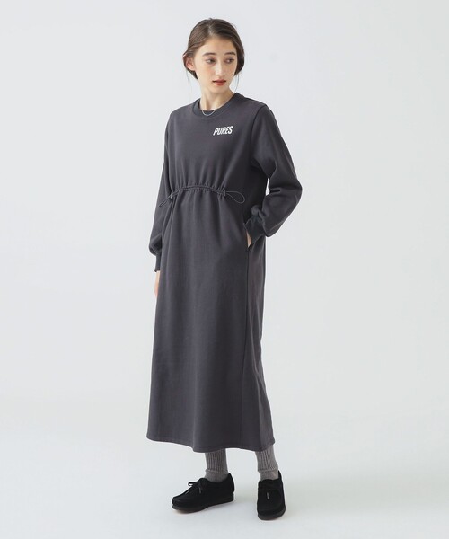 B:MING by BEAMS(ビーミングバイビームス)の「裏毛ロゴ ワンピース (洗濯可)(ワンピース・レディース・ライトグレー/ホワイト系その他5/ブラック系その他4・SMALL/MEDIUM)」の3枚目の写真