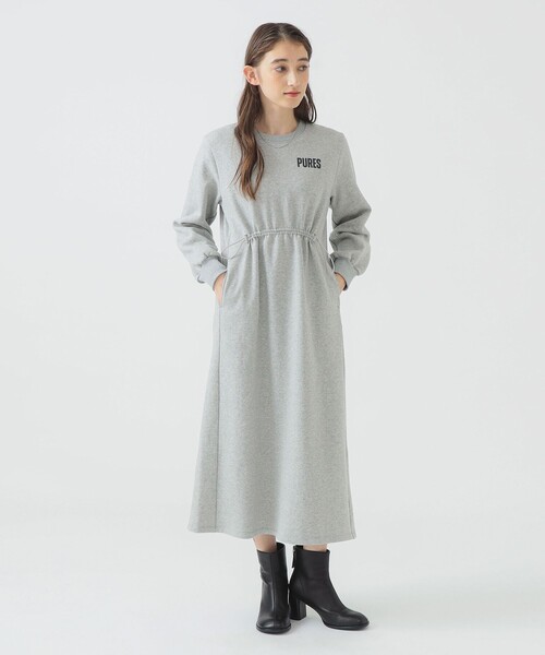 B:MING by BEAMS(ビーミングバイビームス)の「裏毛ロゴ ワンピース (洗濯可)(ワンピース・レディース・ライトグレー/ホワイト系その他5/ブラック系その他4・SMALL/MEDIUM)」の2枚目の写真