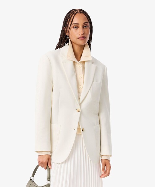 LACOSTE（ラコステ）の「3パッチポケットウールブレザー（テーラードジャケット・レディース・オフホワイト/ネイビー・36/38）」の2枚目の写真