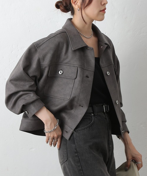 COLONY 2139（コロニートゥーワンスリーナイン）の「スエードポンチGジャン（その他アウター・レディース・ブラウン/キャメル/チャコールグレー・FREE）」の8枚目の写真