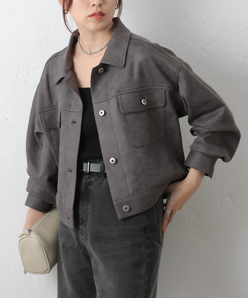 COLONY 2139（コロニートゥーワンスリーナイン）の「スエードポンチGジャン（その他アウター・レディース・ブラウン/キャメル/チャコールグレー・FREE）」の6枚目の写真