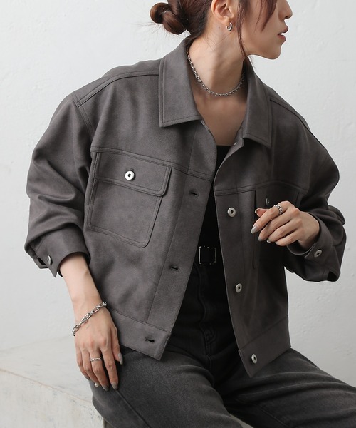 COLONY 2139（コロニートゥーワンスリーナイン）の「スエードポンチGジャン（その他アウター・レディース・ブラウン/キャメル/チャコールグレー・FREE）」の4枚目の写真