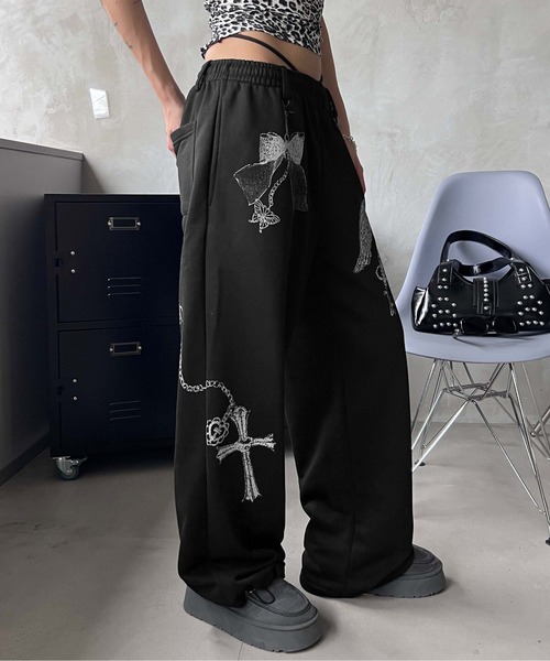 チェーンプリントスウェットパンツ（スウェットパンツ）｜sedacle girl