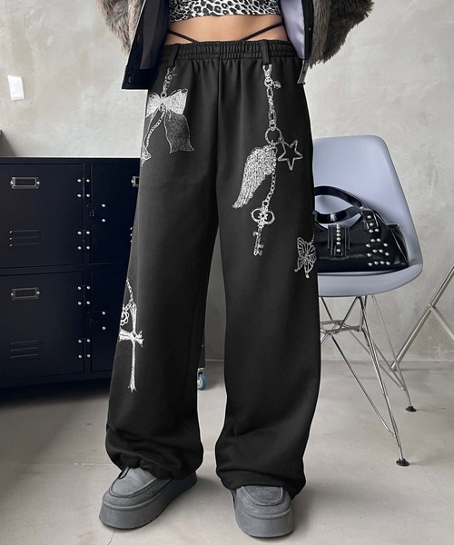 sedacle girl(セダクルガール)の「チェーンプリントスウェットパンツ(スウェットパンツ・レディース・グレー/ブラック・SMALL/MEDIUM)」の5枚目の写真